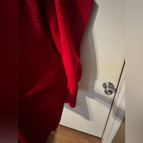 I.N.C. International Concepts Red Long Sleeve Cold Shoulder Sparkly Dress Sz L - Picture 4 of 11